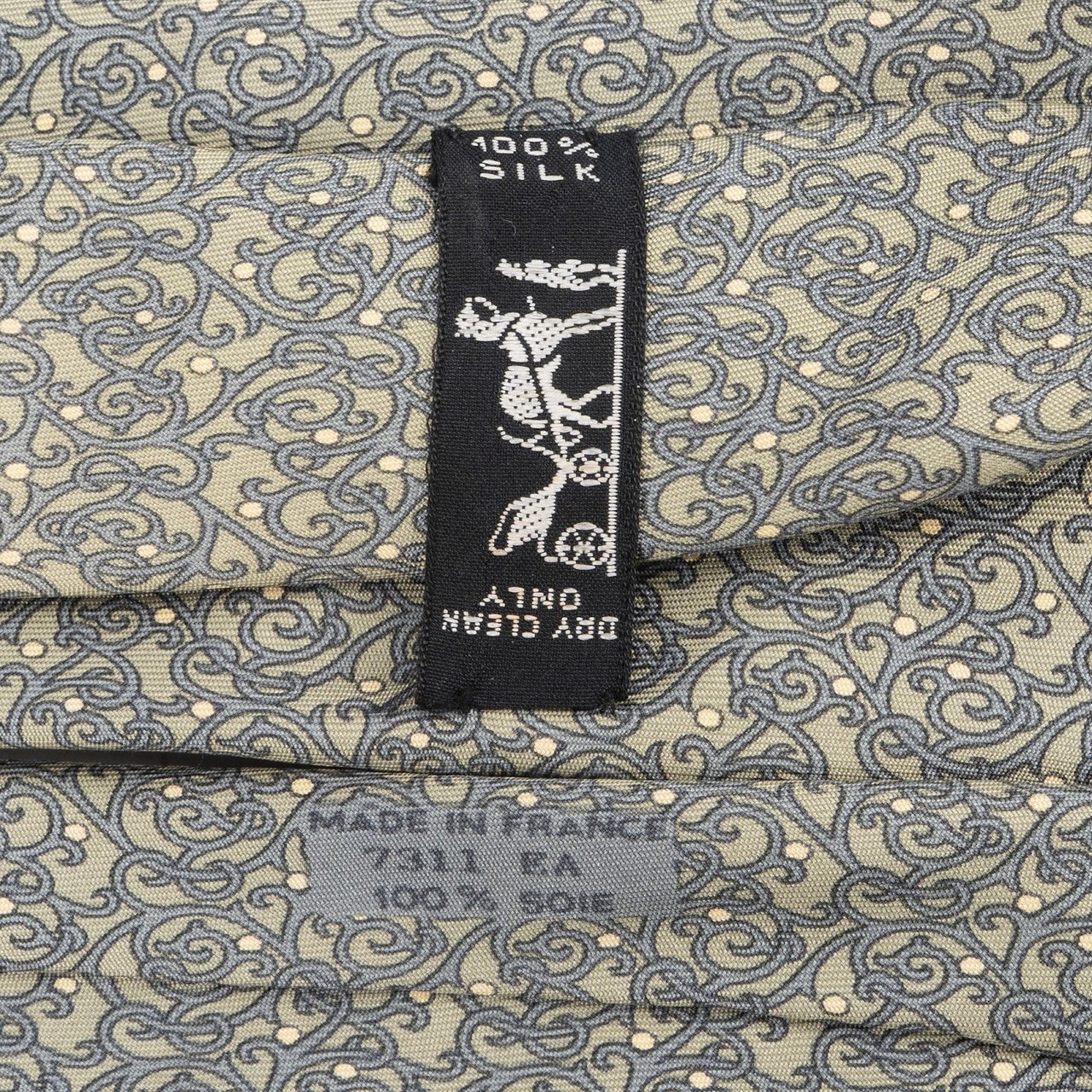 Hermès Hermès Printed Pattern Silk Tie Krawatte Donkergrijs