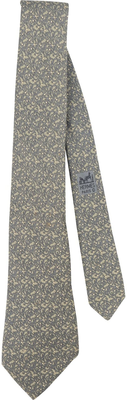 Hermès Hermès Printed Pattern Silk Tie Krawatte Donkergrijs