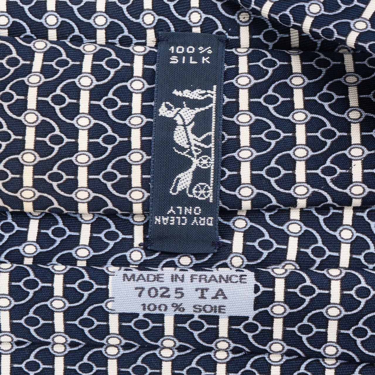 Hermès Geometric Pattern Silk Tie Krawatte Navy