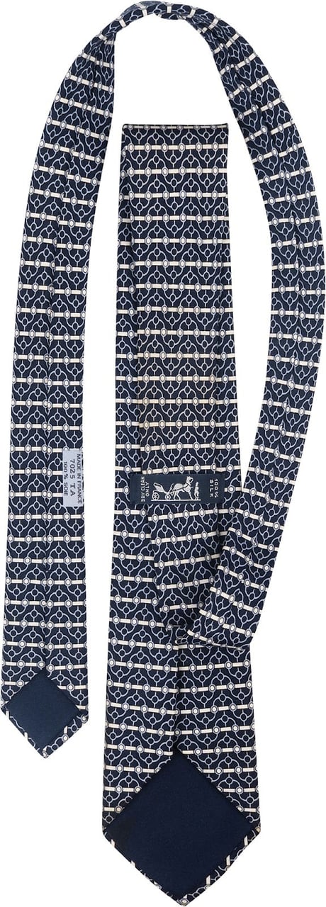Hermès Geometric Pattern Silk Tie Krawatte Navy