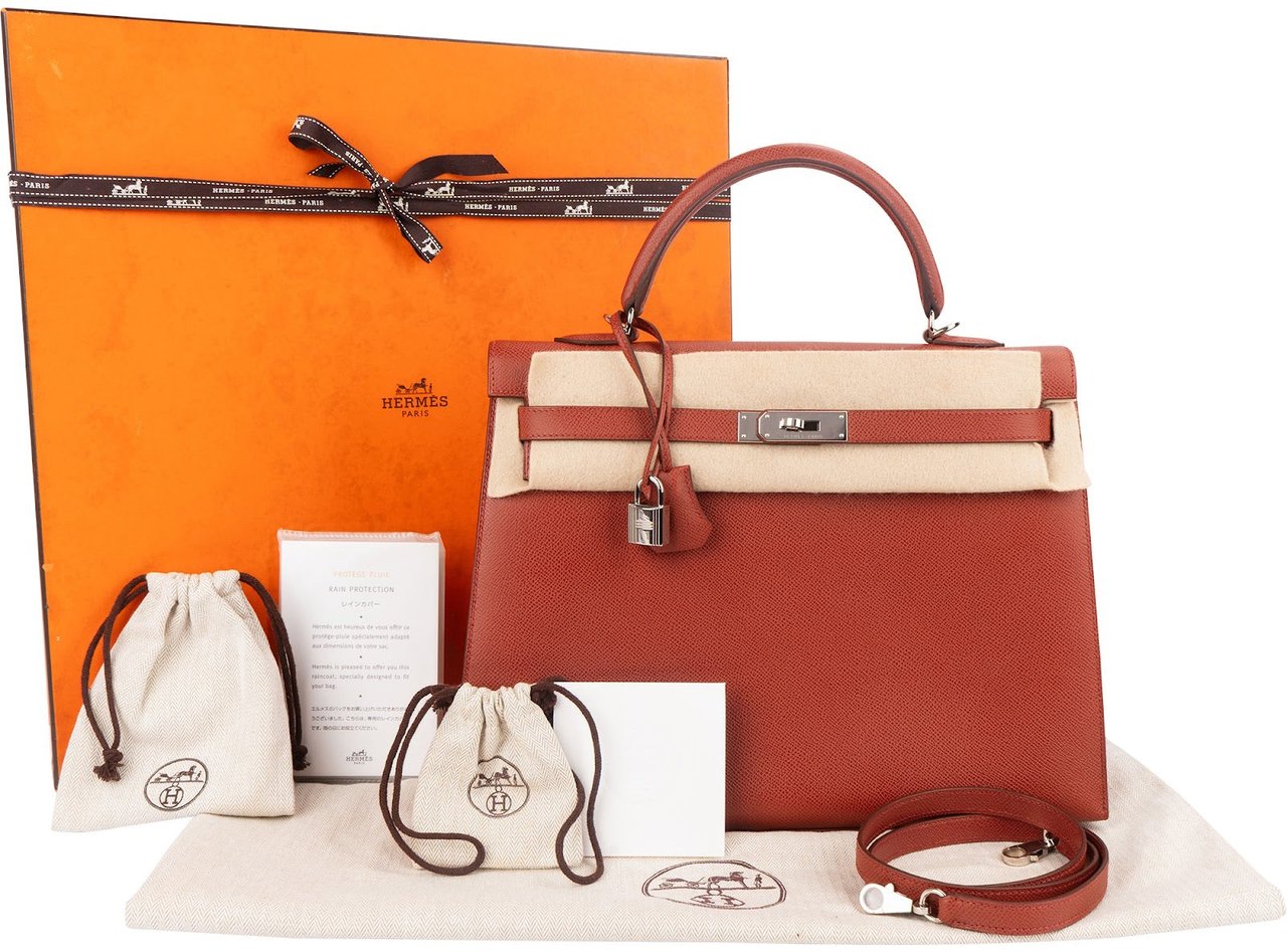 Hermès Epsom Leather Kelly Palladium 35 Sellier Handbag Rood