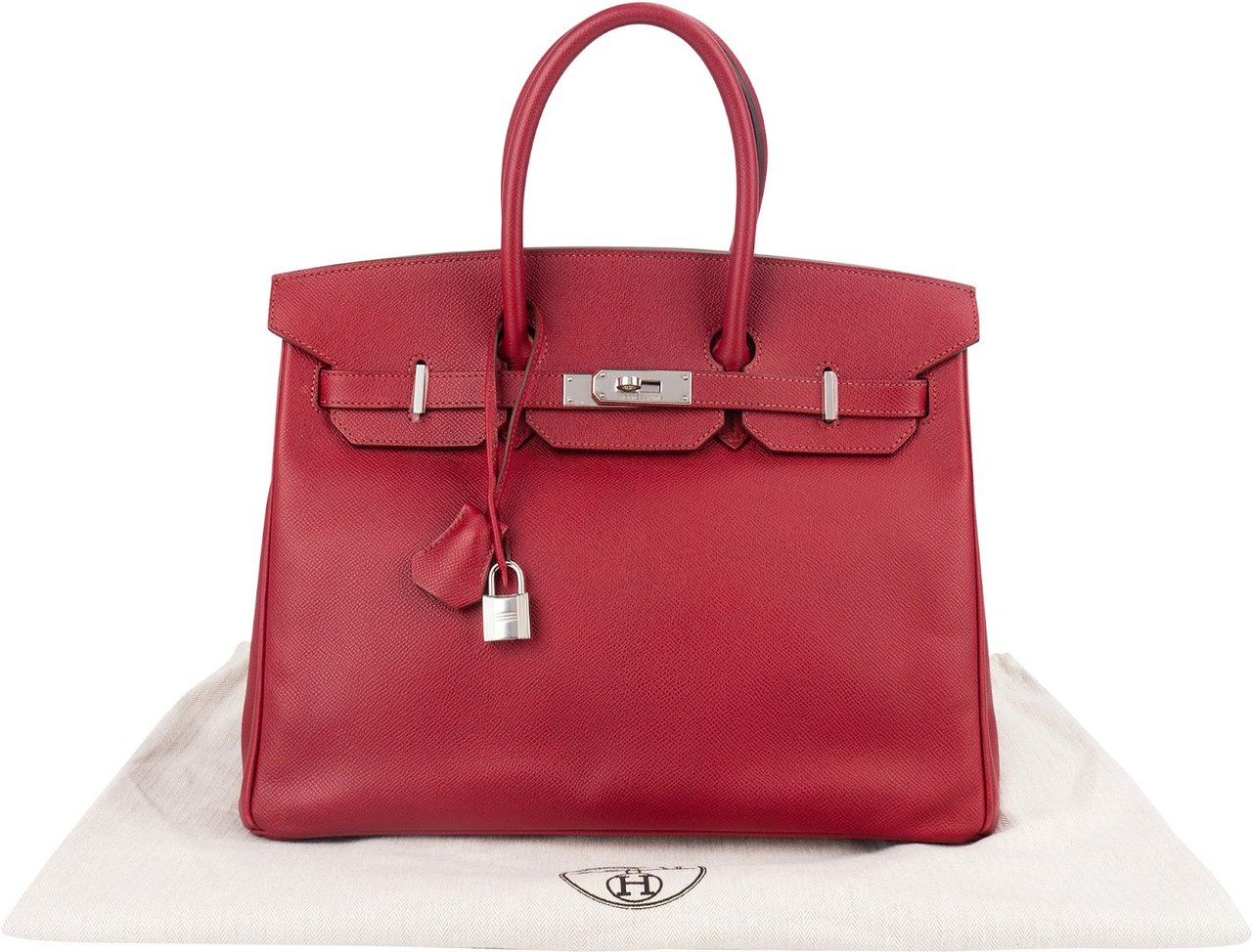 Hermès Epsom Leather Palladium Palladium Birkin 35 Handbag Rood