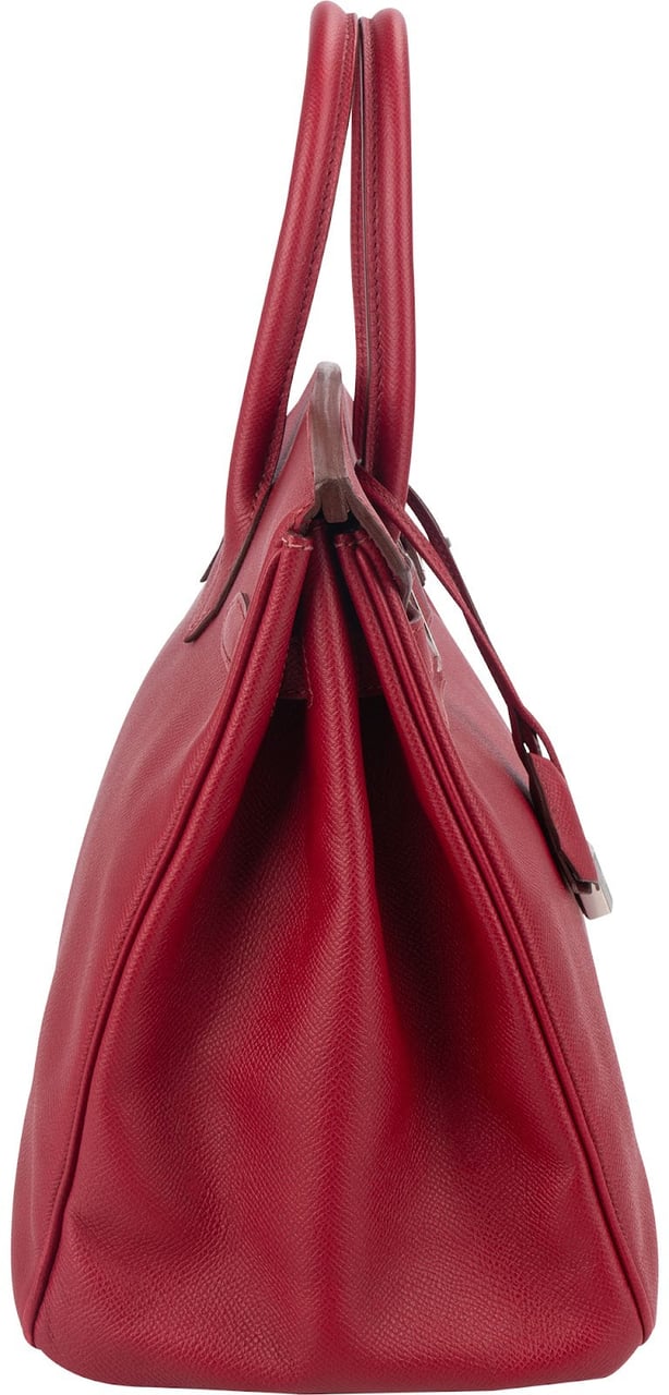 Hermès Epsom Leather Palladium Palladium Birkin 35 Handbag Rood