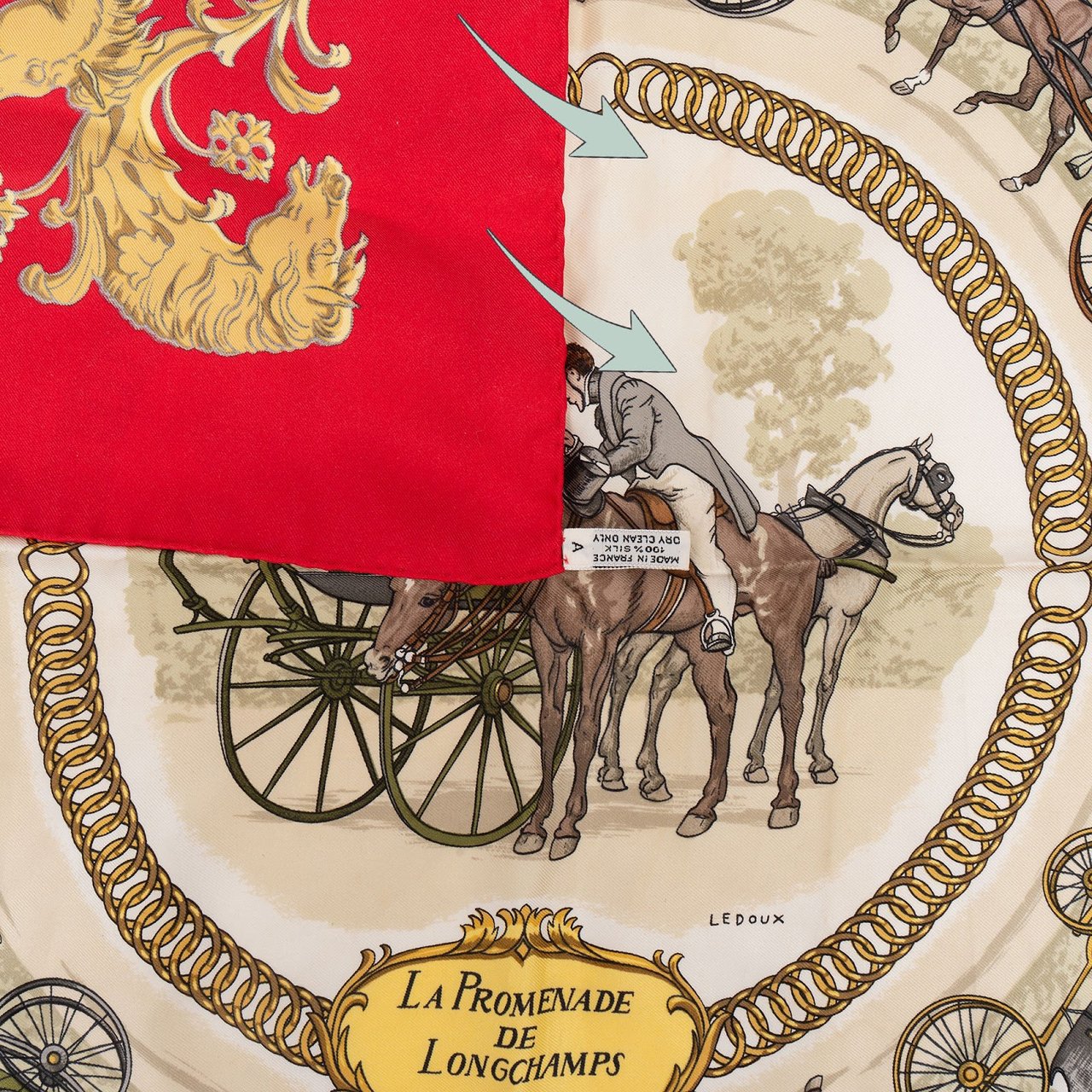 Hermès Hermès La Promenade de Longchamps Silk Carre 90 Scarf Tuch Rood