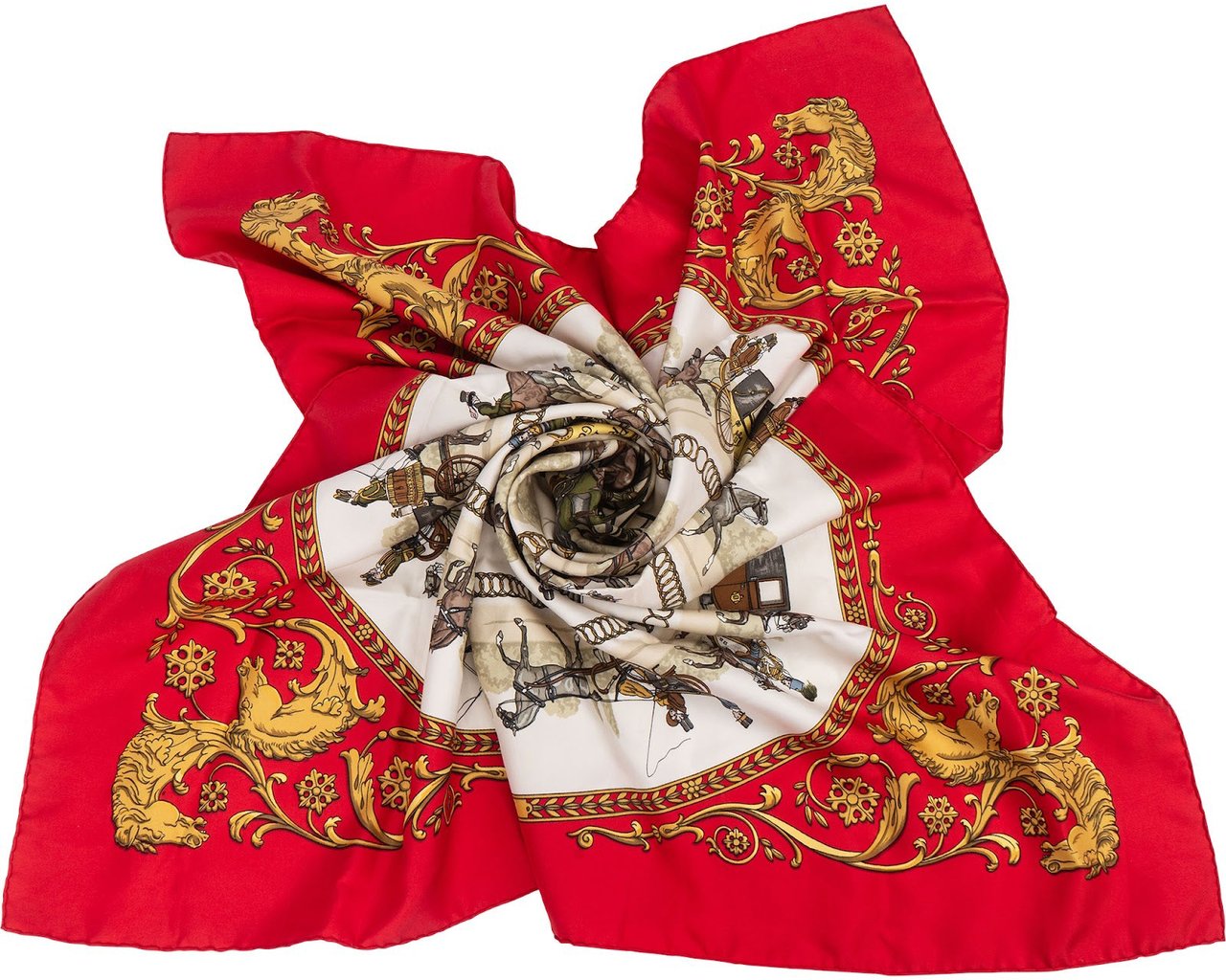 Hermès Hermès La Promenade de Longchamps Silk Carre 90 Scarf Tuch Rood