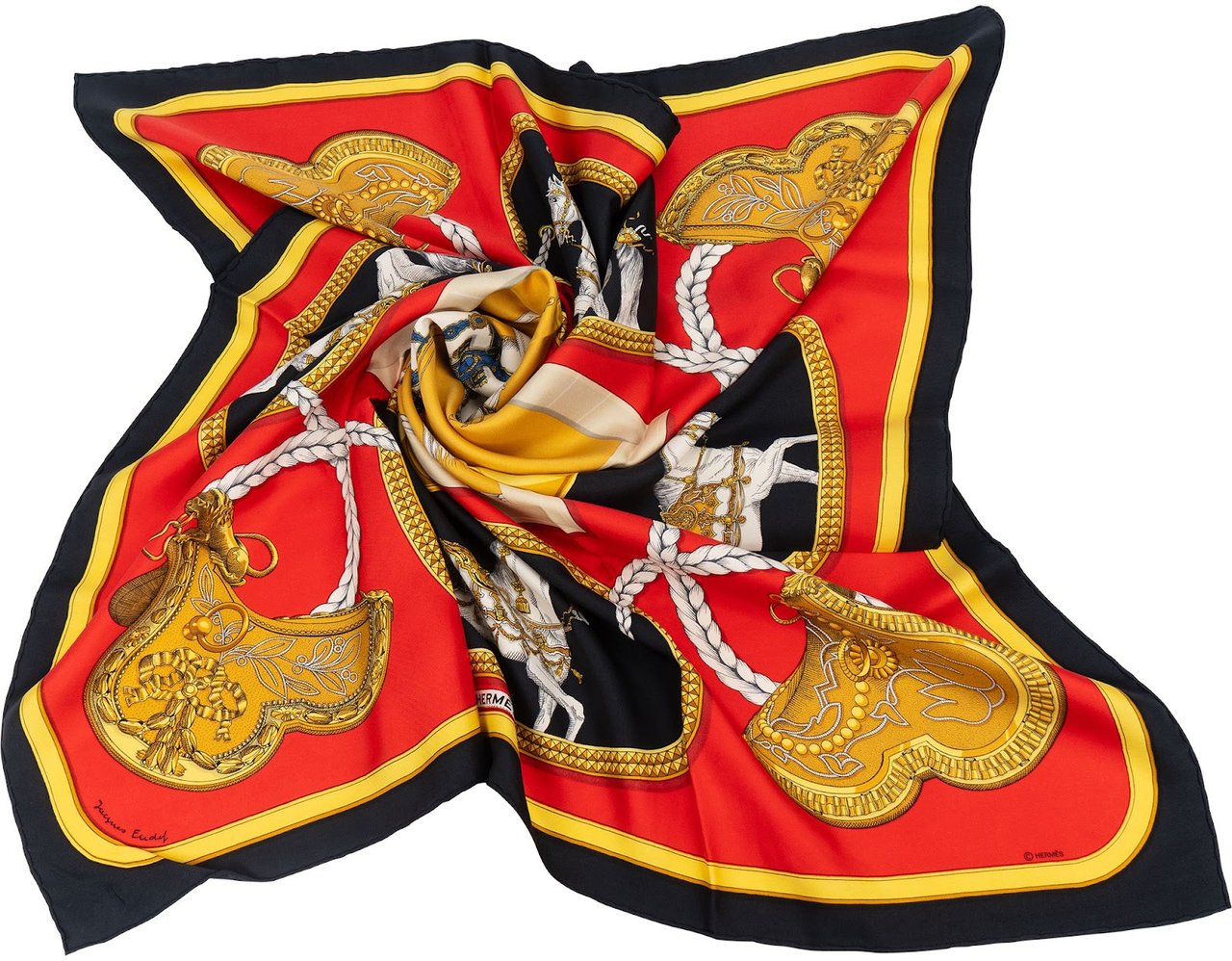 Hermès Hermès Grand Apparat Silk Carre 90 Scarf Tuch Rood