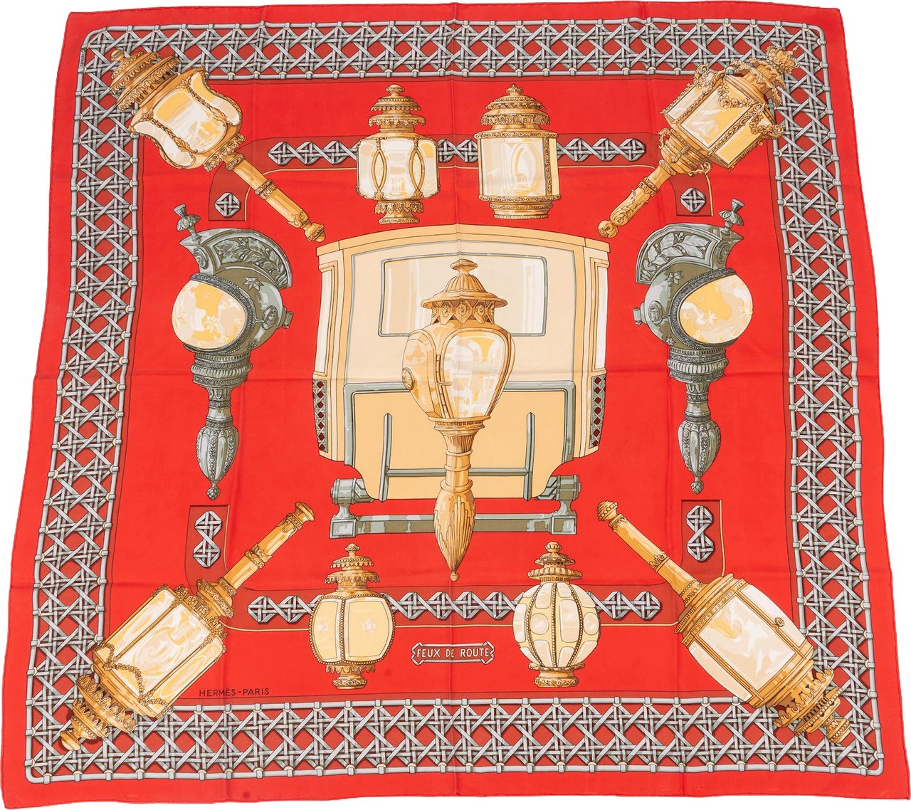 Hermès Hermès Feux de Route Silk Carre 90 Scarf Tuch Rood