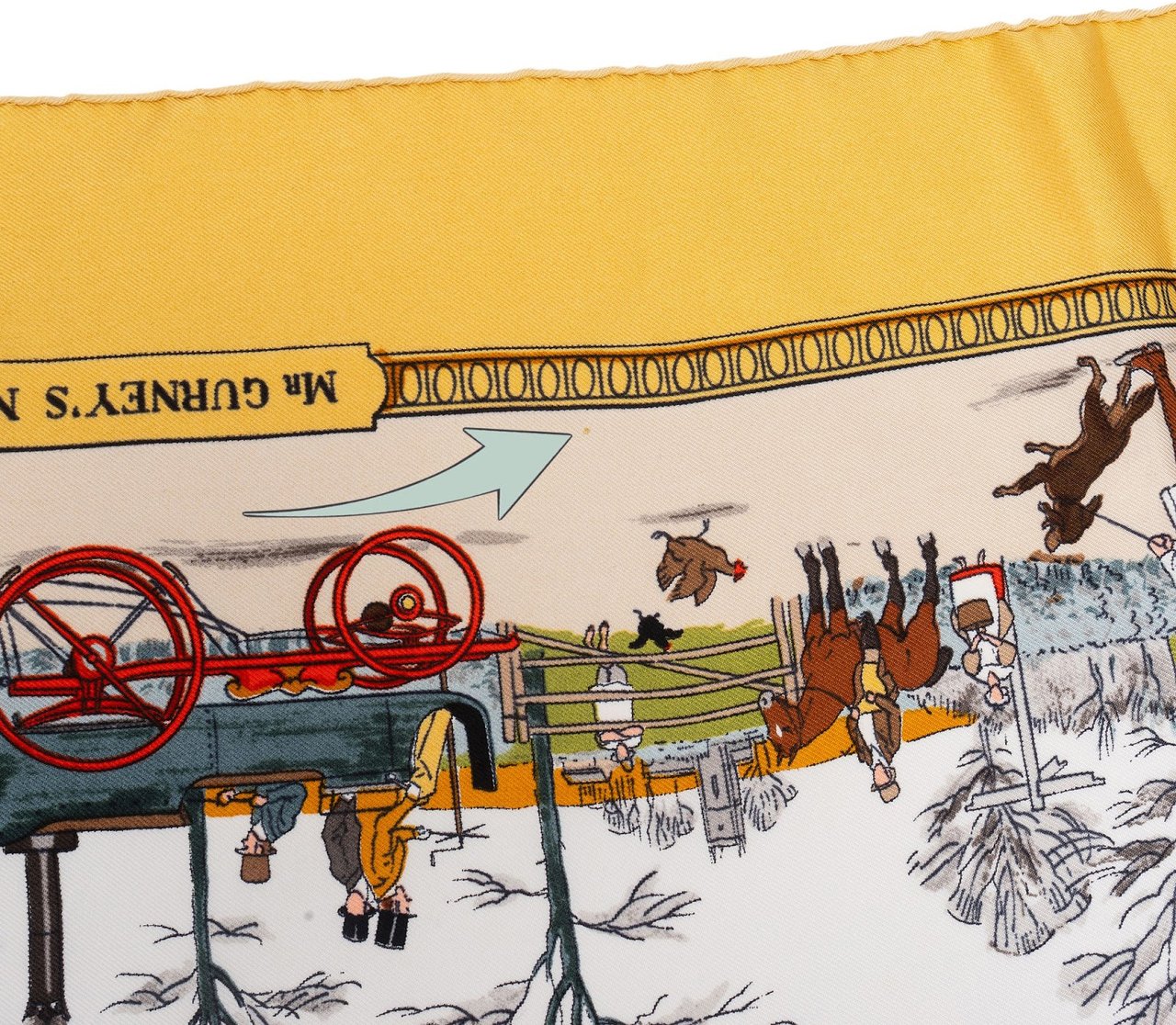Hermès Les Merveilles de la Vapeur Silk Carre 90 Scarf Tuch Geel