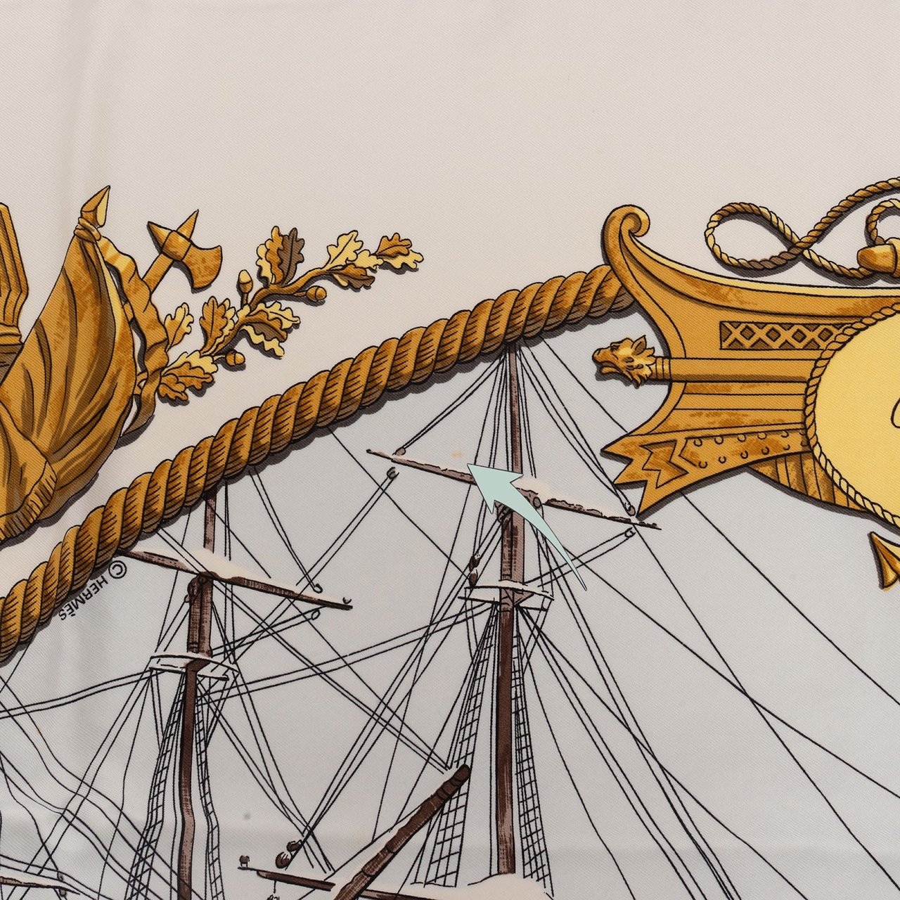 Hermès Hermès Marine & Cavalerie Silk Carre 90 Scarf Tuch Beige