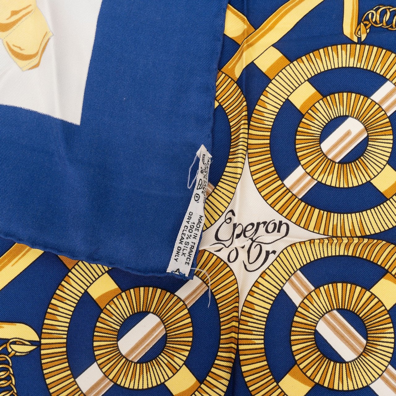 Hermès Hermès Eperon d'Or Silk Carre 90 Scarf Tuch Blauw