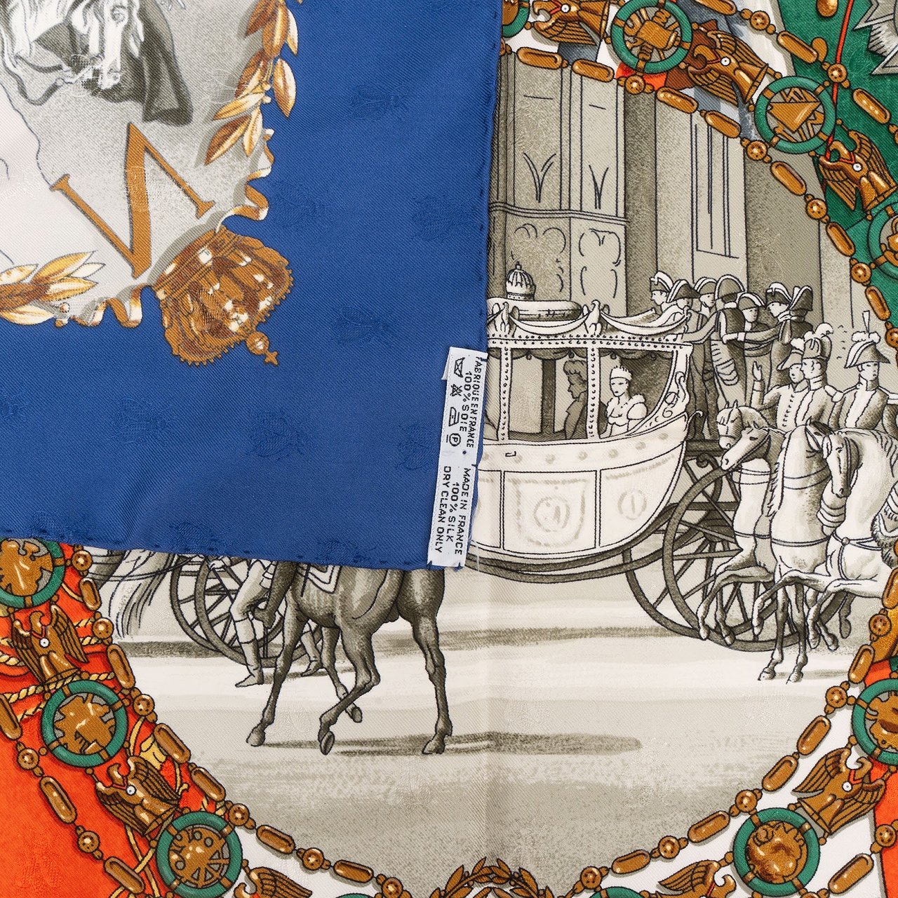 Hermès Hermès Napoleon Silk Carre 90 Scarf Tuch Blauw