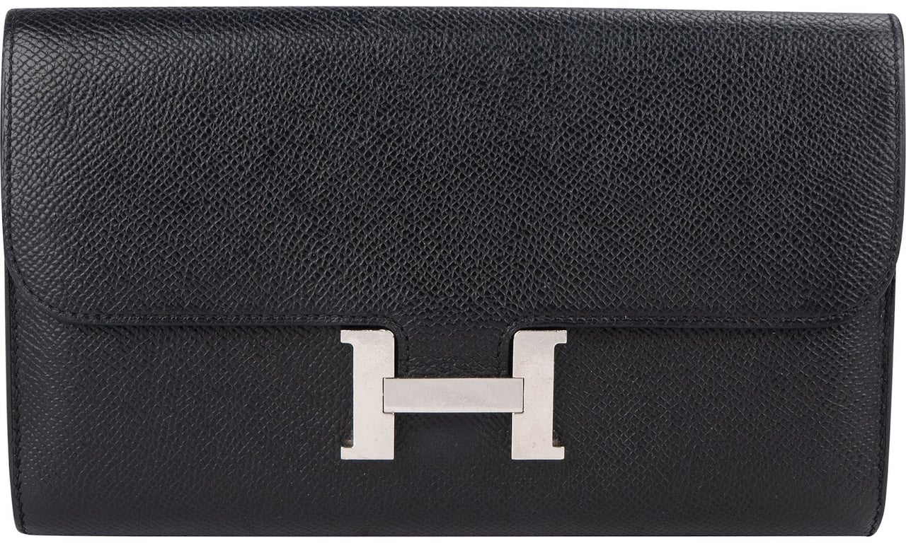 Hermès Epsom Leather Constance Long H Wallet Zwart