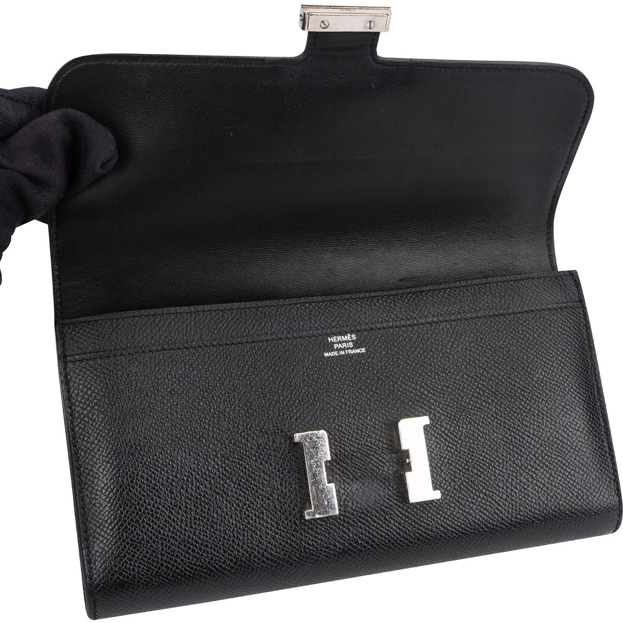 Hermès Epsom Leather Constance Long H Wallet Zwart