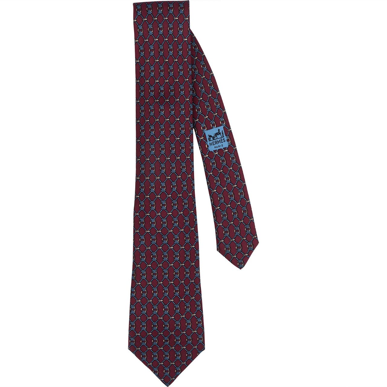 Hermès Chain Link Print Silk Tie Krawatte Rood