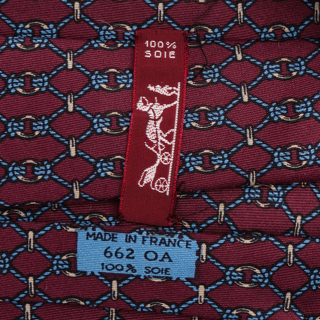 Hermès Chain Link Print Silk Tie Krawatte Rood