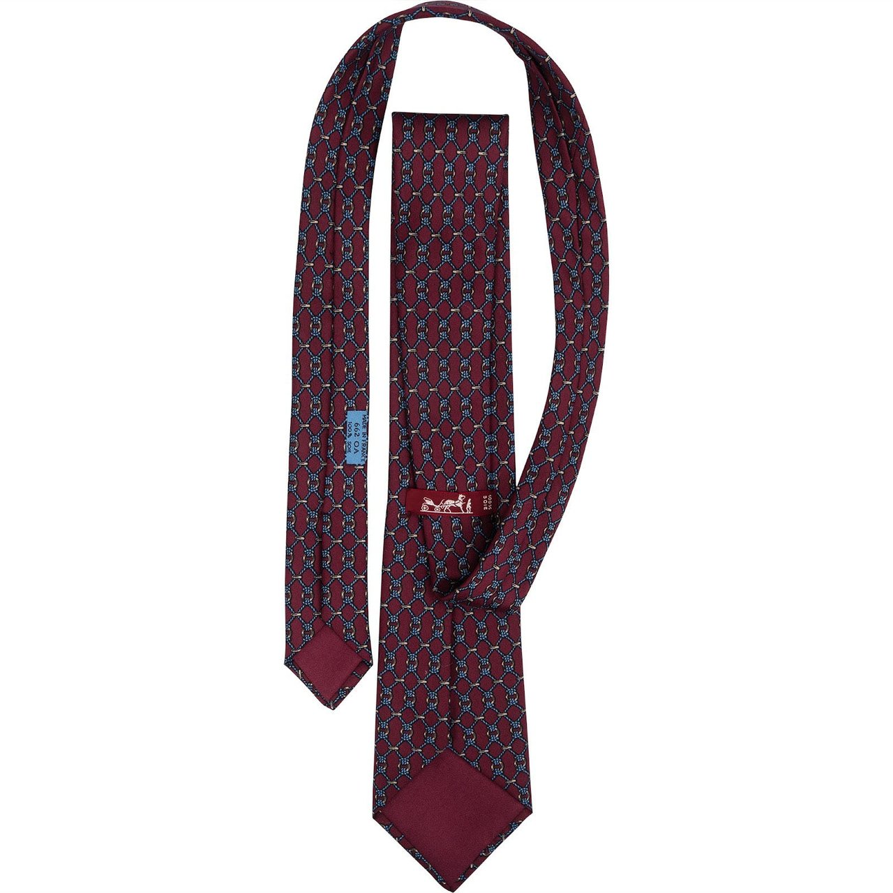 Hermès Chain Link Print Silk Tie Krawatte Rood