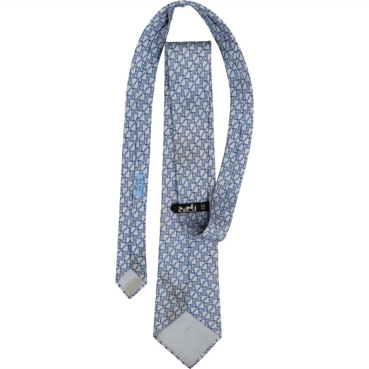 Hermès Chain Link Pattern Silk Tie Krawatte Blauw