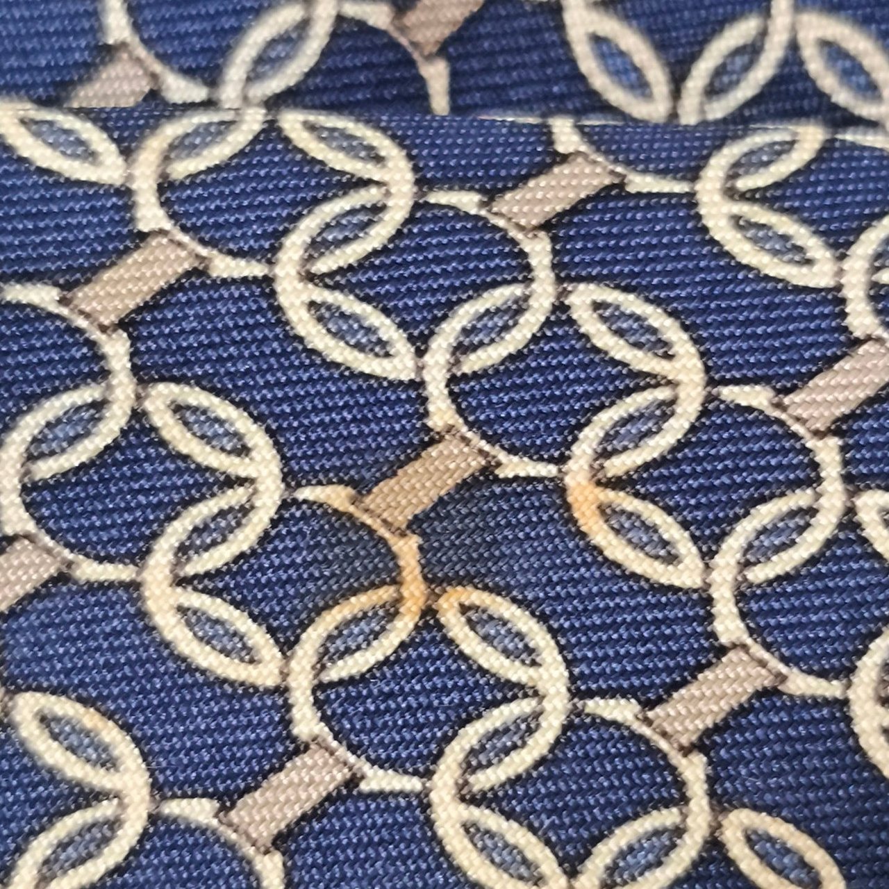 Hermès H Chain Link Pattern Silk Tie Krawatte Blauw