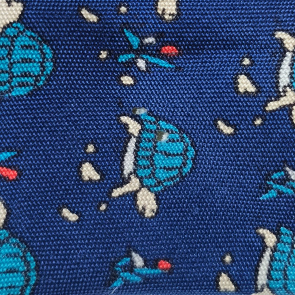 Hermès Turtle Print Silk Tie Krawatte Navy