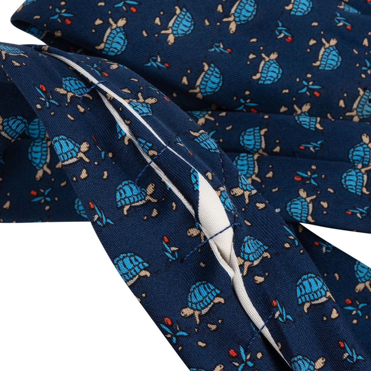 Hermès Turtle Print Silk Tie Krawatte Navy