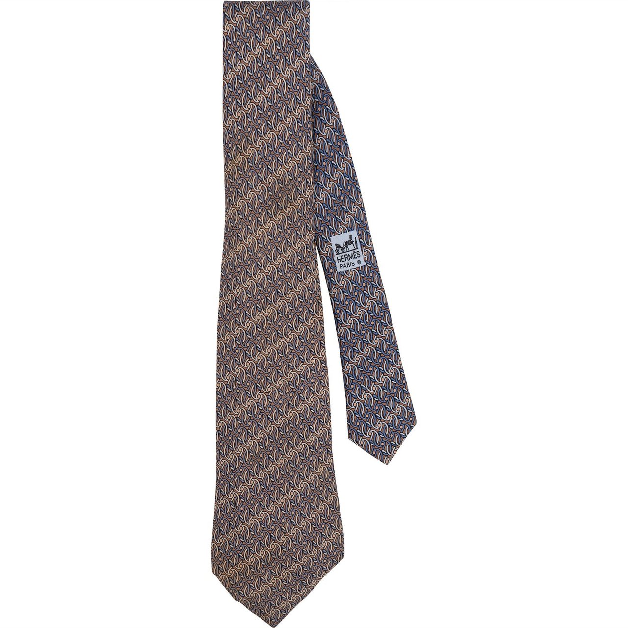 Hermès Printed Pattern Silk Tie Krawatte Bruin