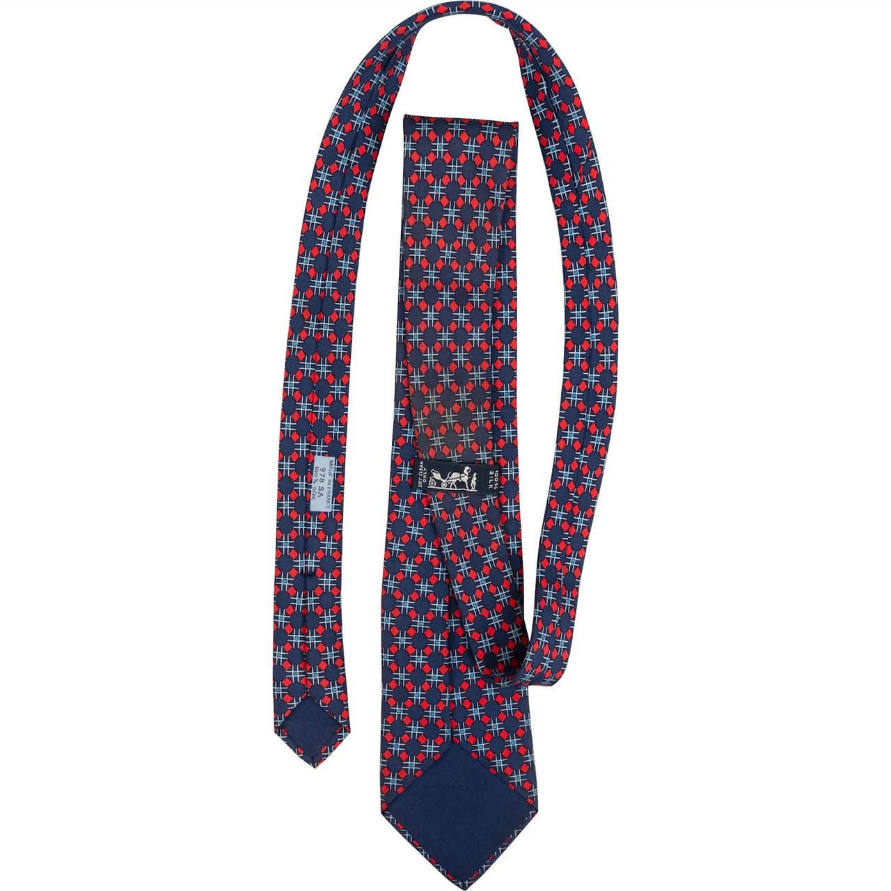 Hermès Geometric Pattern Silk Tie Krawatte Navy