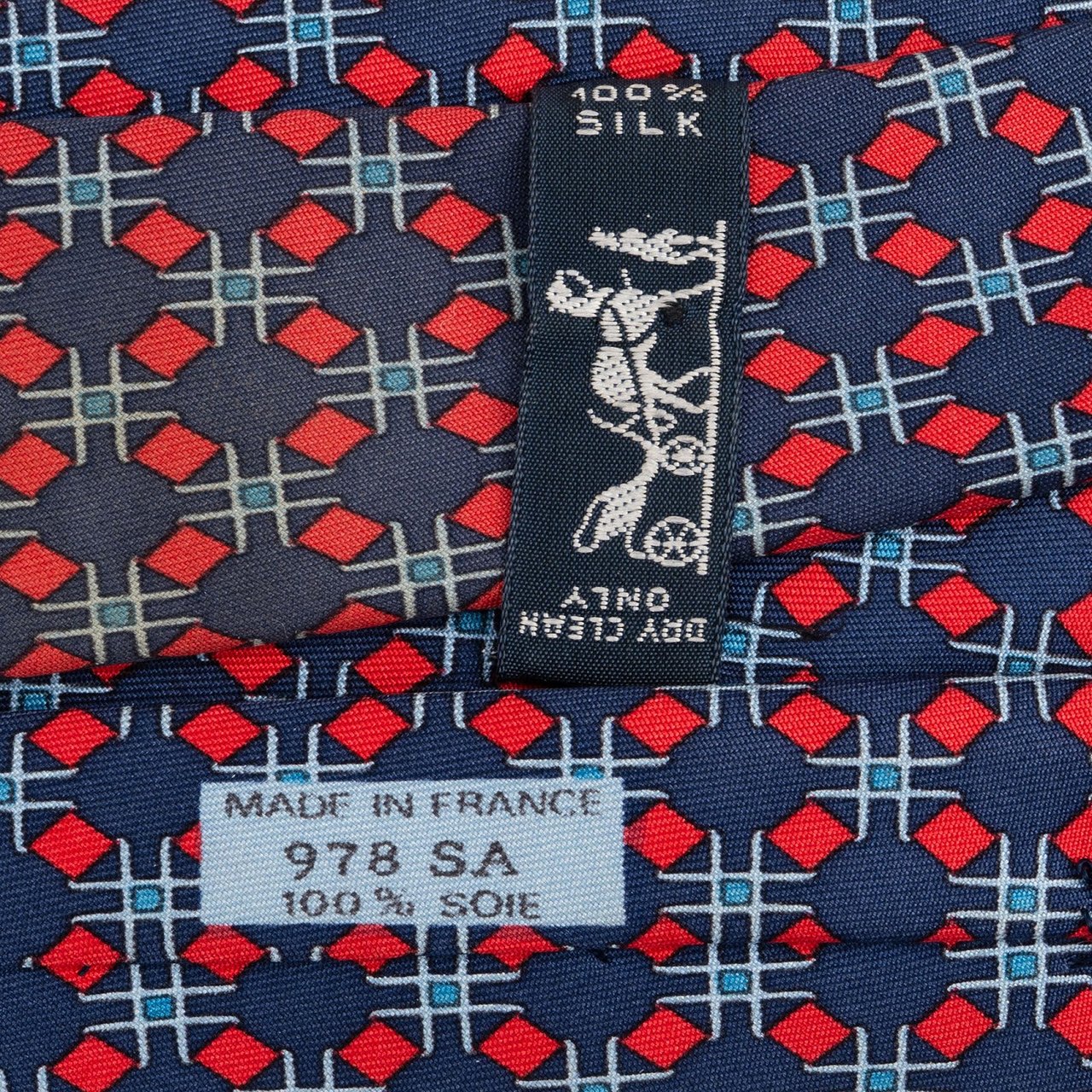 Hermès Geometric Pattern Silk Tie Krawatte Navy