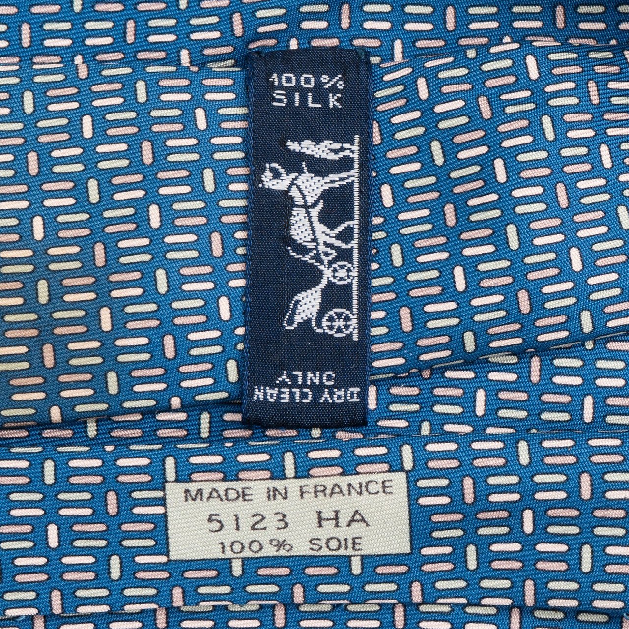 Hermès Printed Dots Pattern Silk Tie Krawatte Blauw