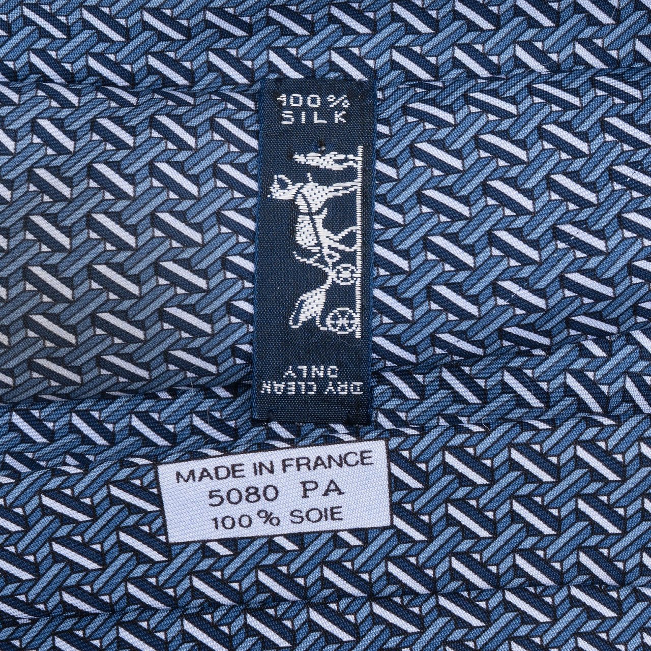 Hermès Geometric Pattern Silk Tie Krawatte Blauw