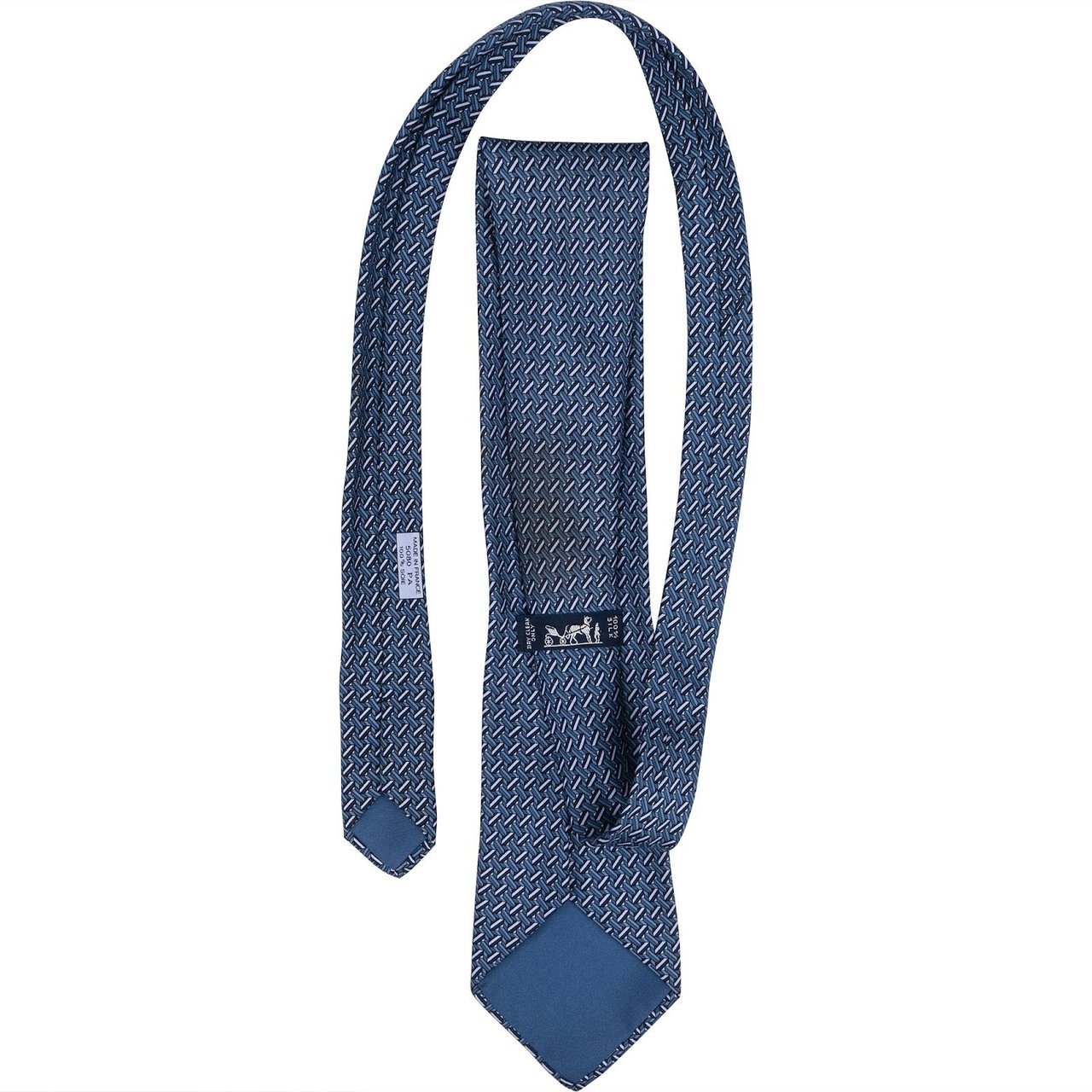 Hermès Geometric Pattern Silk Tie Krawatte Blauw