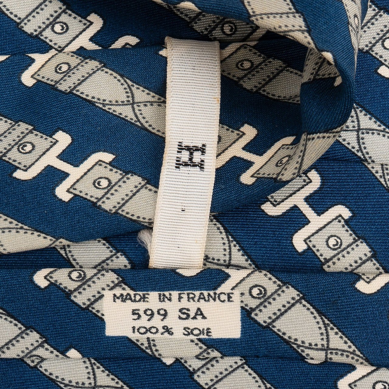 Hermès Hermès H Belt Pattern Silk Tie Krawatte Blauw