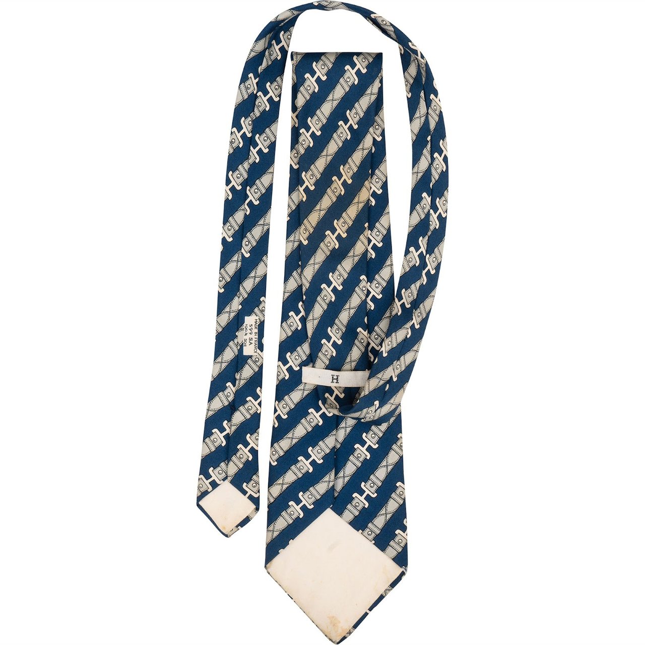 Hermès Hermès H Belt Pattern Silk Tie Krawatte Blauw