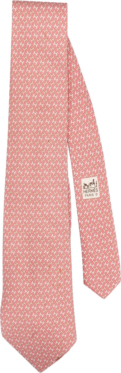 Hermès H Pattern Silk Tie Krawatte Rood