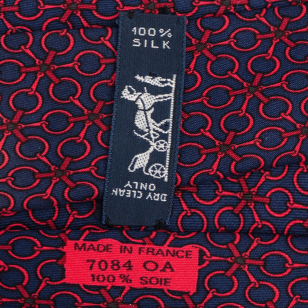 Hermès Geometric Horsebit Pattern Silk Tie Krawatte Rood