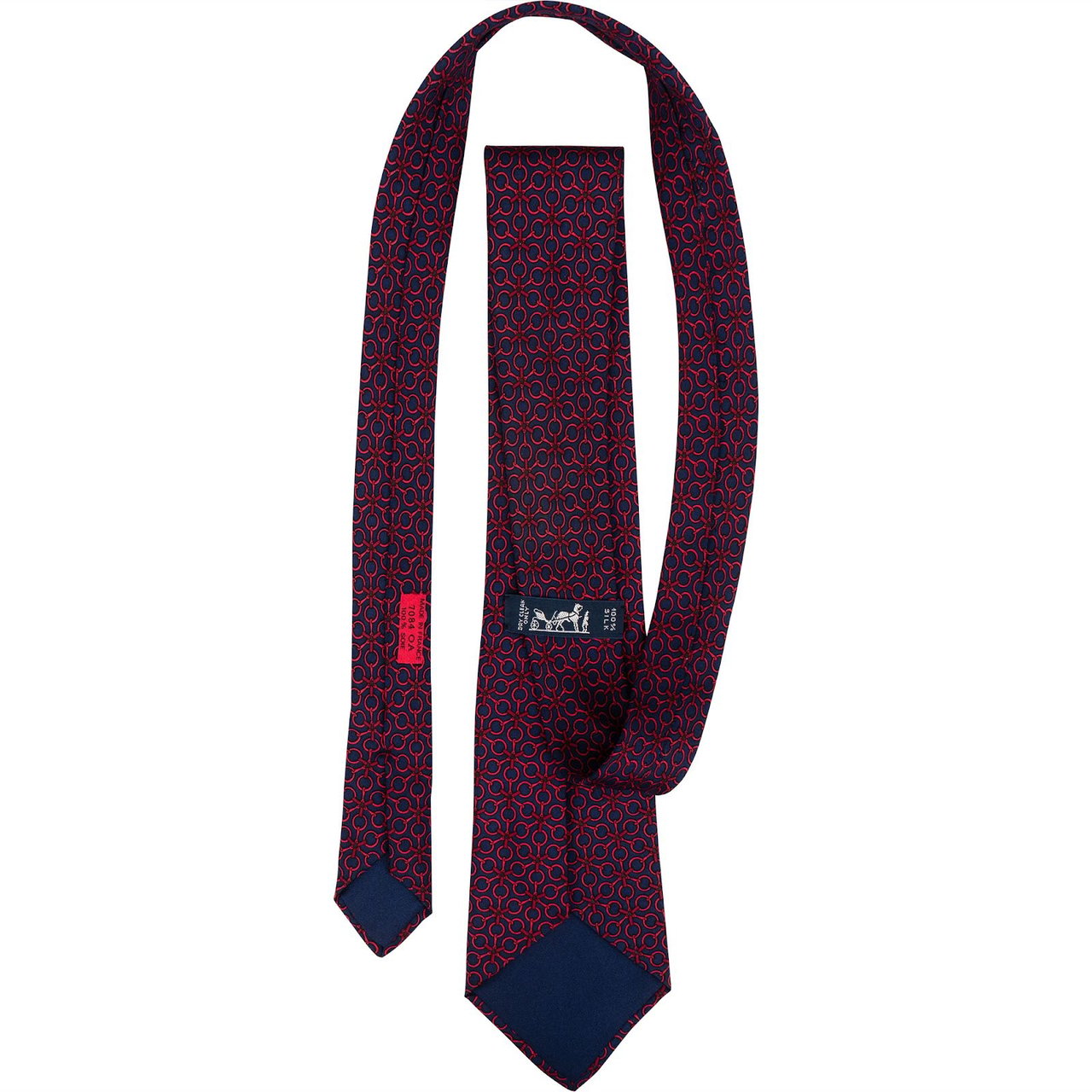Hermès Geometric Horsebit Pattern Silk Tie Krawatte Rood