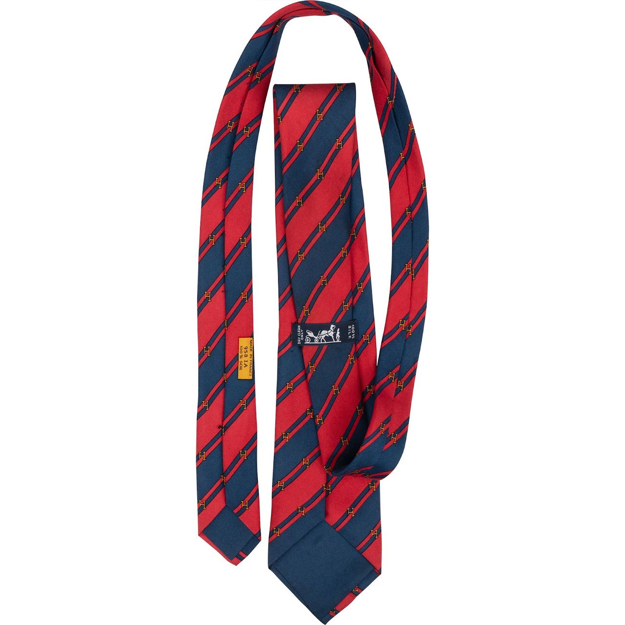 Hermès Striped H Emblem Pattern Silk Tie Krawatte Rood
