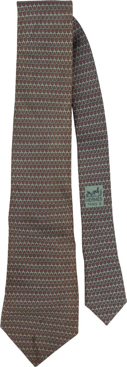Hermès Printed Pattern Silk Tie Krawatte Bruin