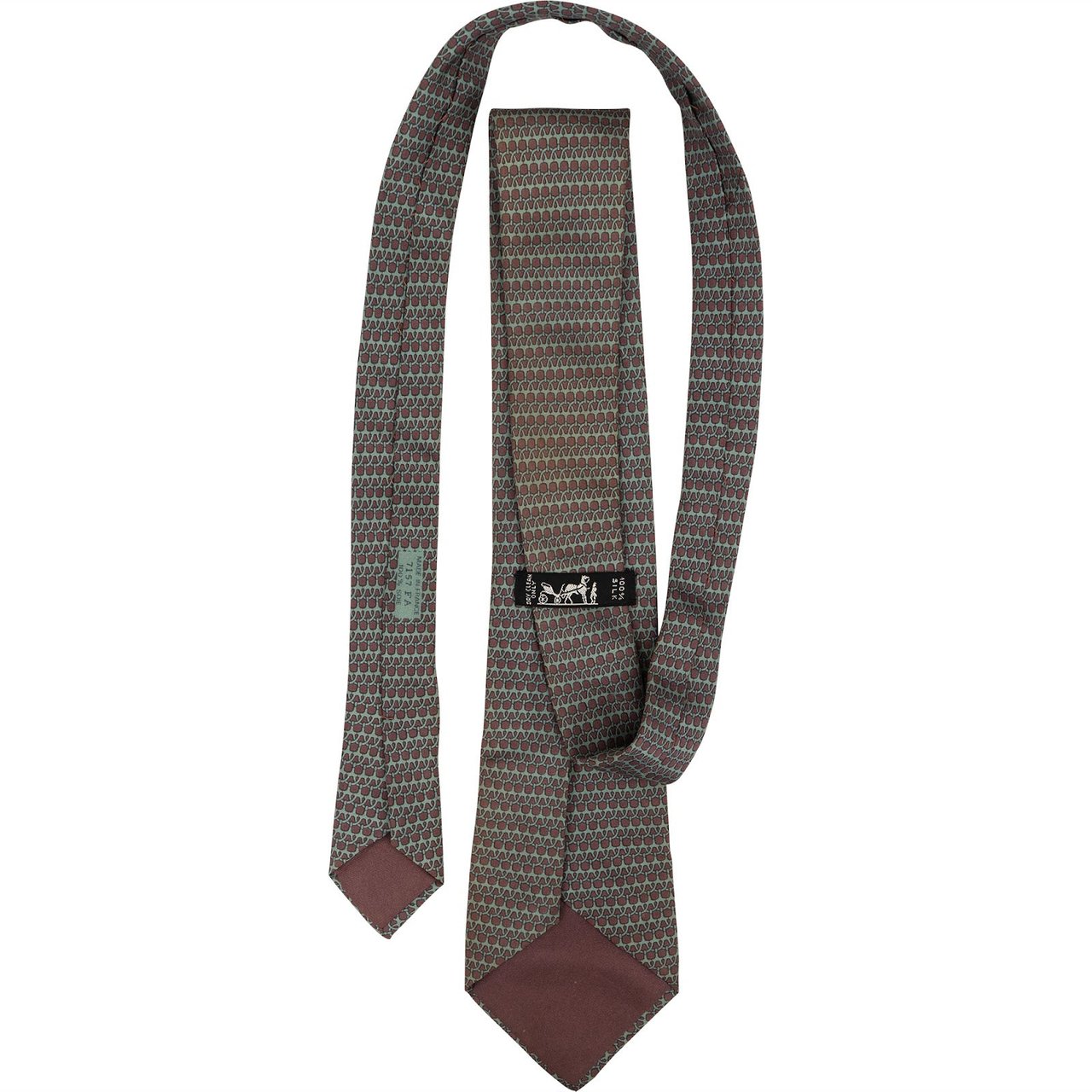 Hermès Printed Pattern Silk Tie Krawatte Bruin