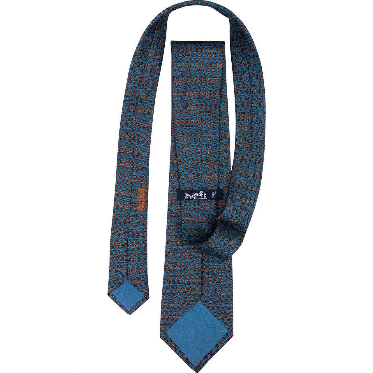 Hermès Hermès Toyota Chain Link Pattern Silk Tie Krawatte Blauw
