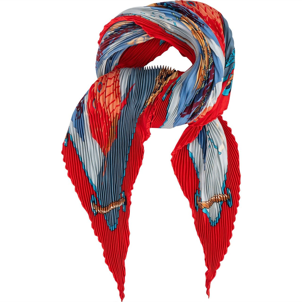 Hermès Sailor Print Plissé Tuch Scarf Rood