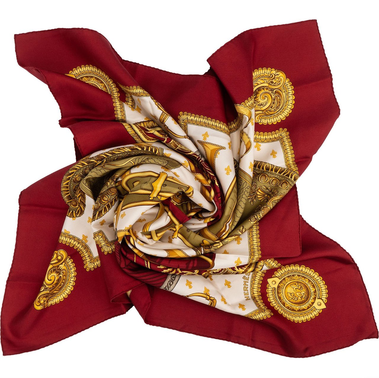 Hermès Selles à Housse Silk Carre 90 Scarf Tuch Rood