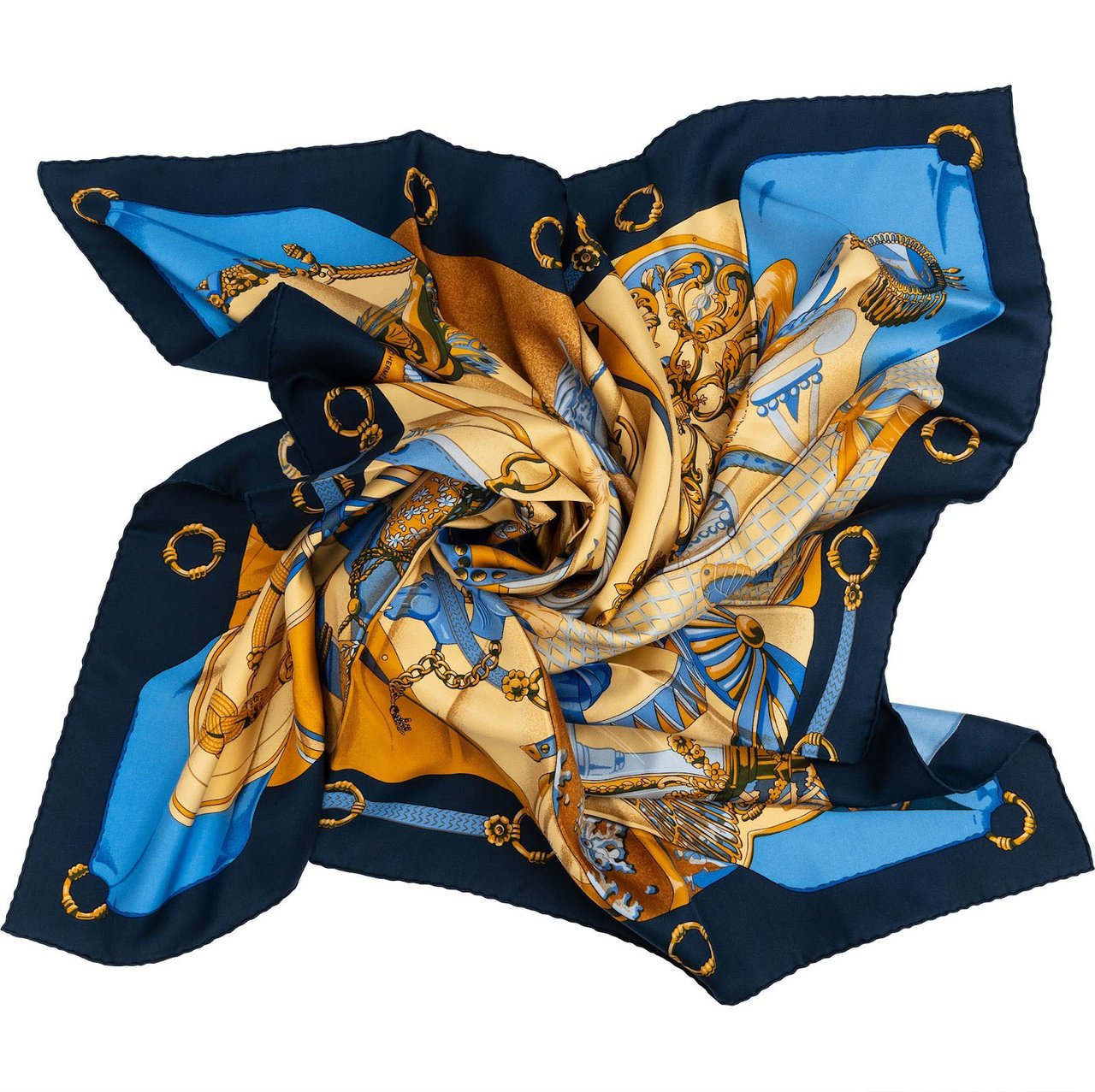 Hermès Soleil de Soie Silk 90 Scarf Tuch Blauw