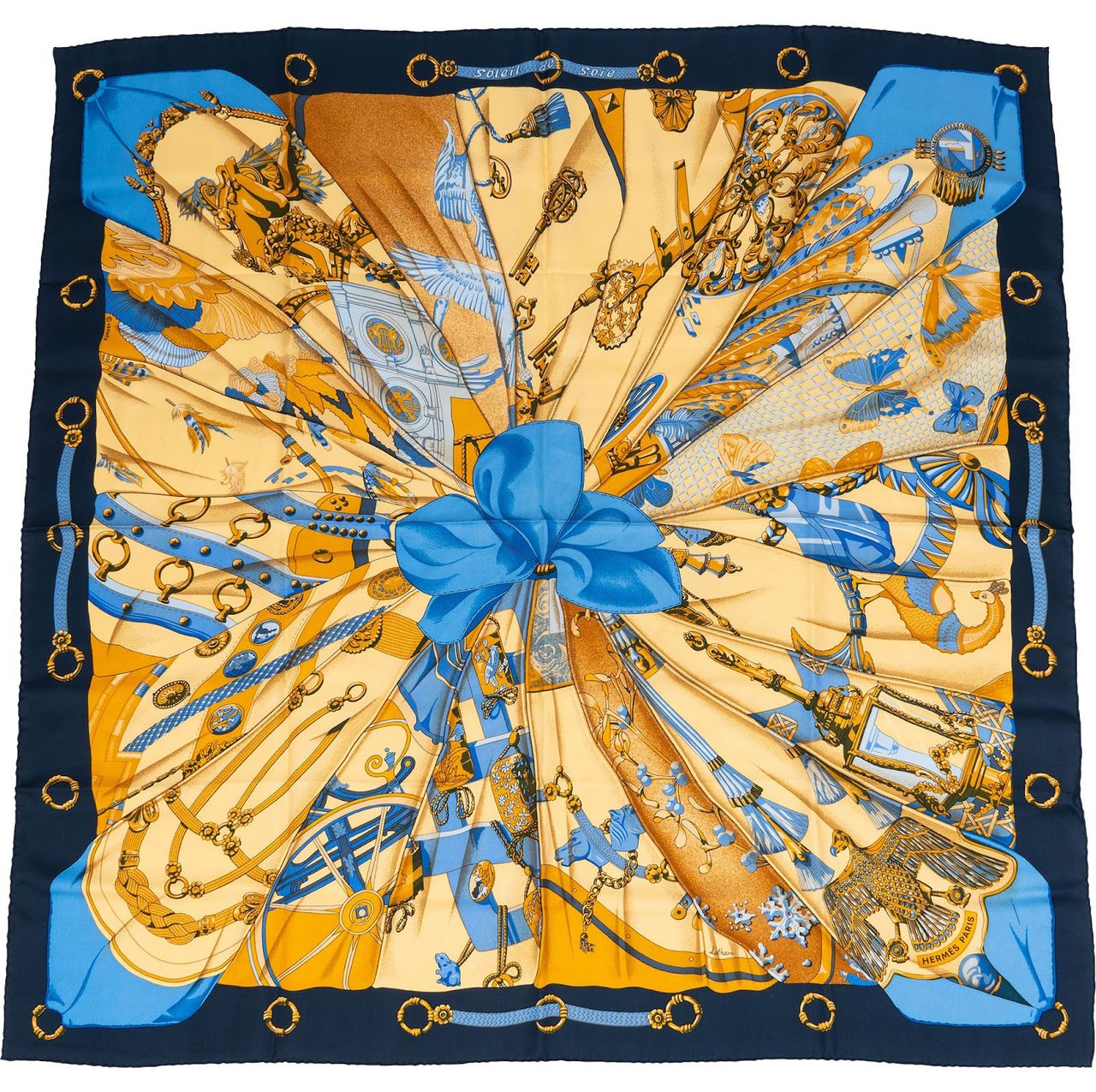 Hermès Soleil de Soie Silk 90 Scarf Tuch Blauw