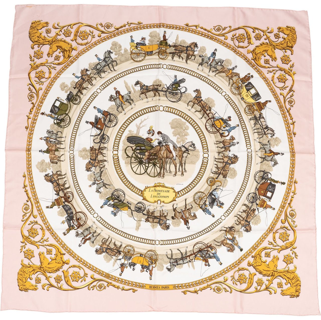 Hermès La Promenade de Longchamps Silk Carre 90 Scarf Tuch Rood
