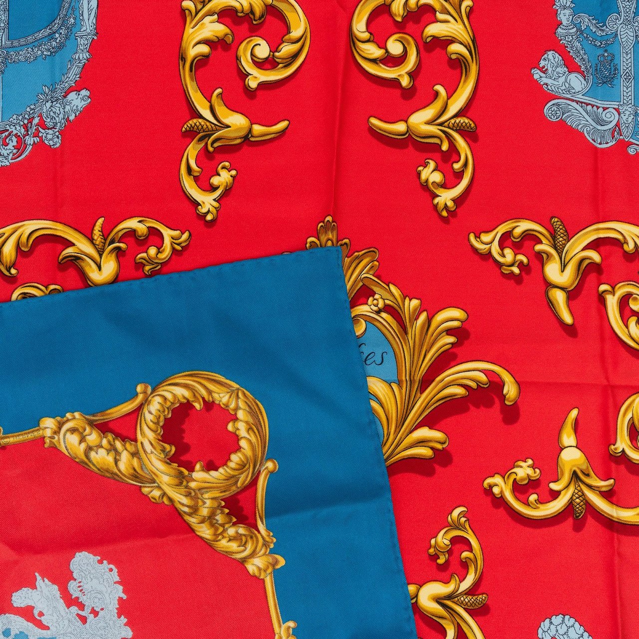 Hermès Carrosses d'Or Silk Carre 90 Scarf Tuch Rood