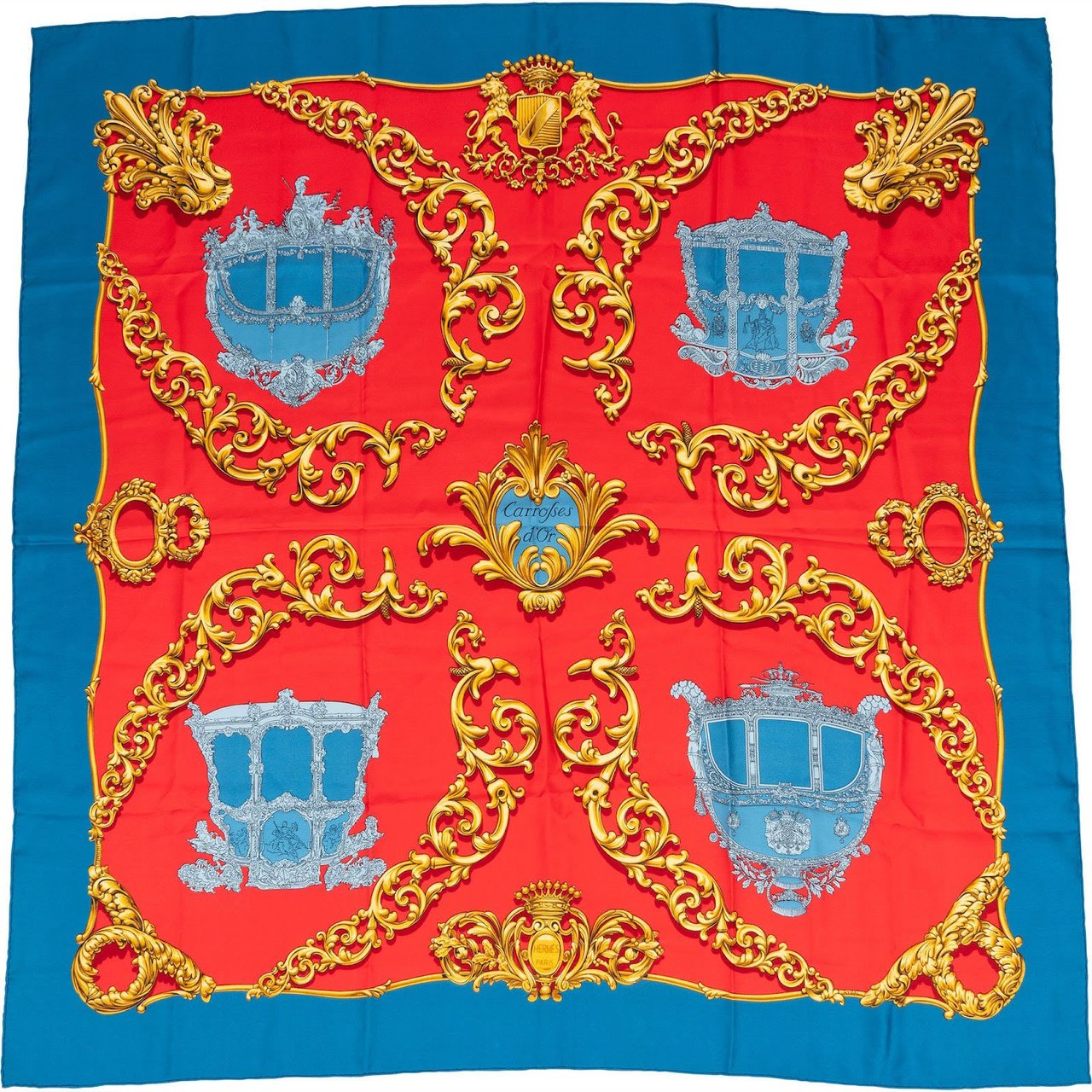 Hermès Carrosses d'Or Silk Carre 90 Scarf Tuch Rood