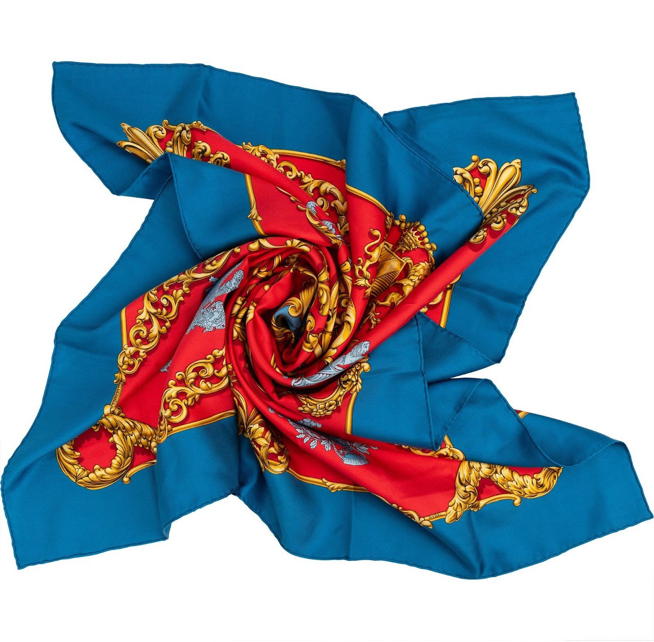 Hermès Carrosses d'Or Silk Carre 90 Scarf Tuch Rood
