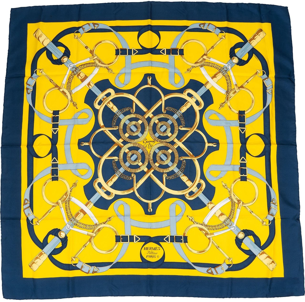 Hermès Brides de Gala Silk 90 Scarf Tuch Geel