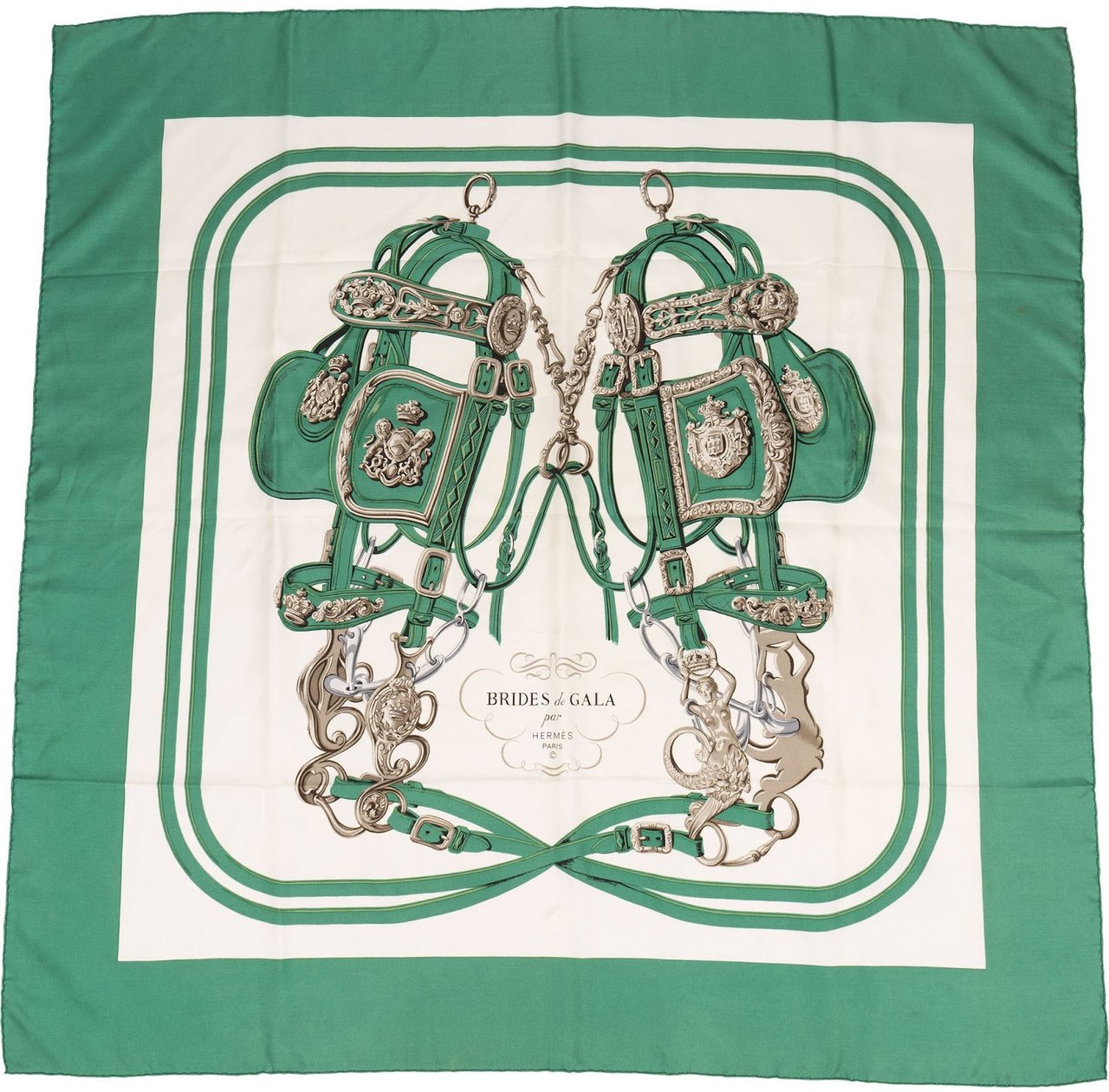 Hermès Brides de Gala Silk 90 Scarf Tuch Groen