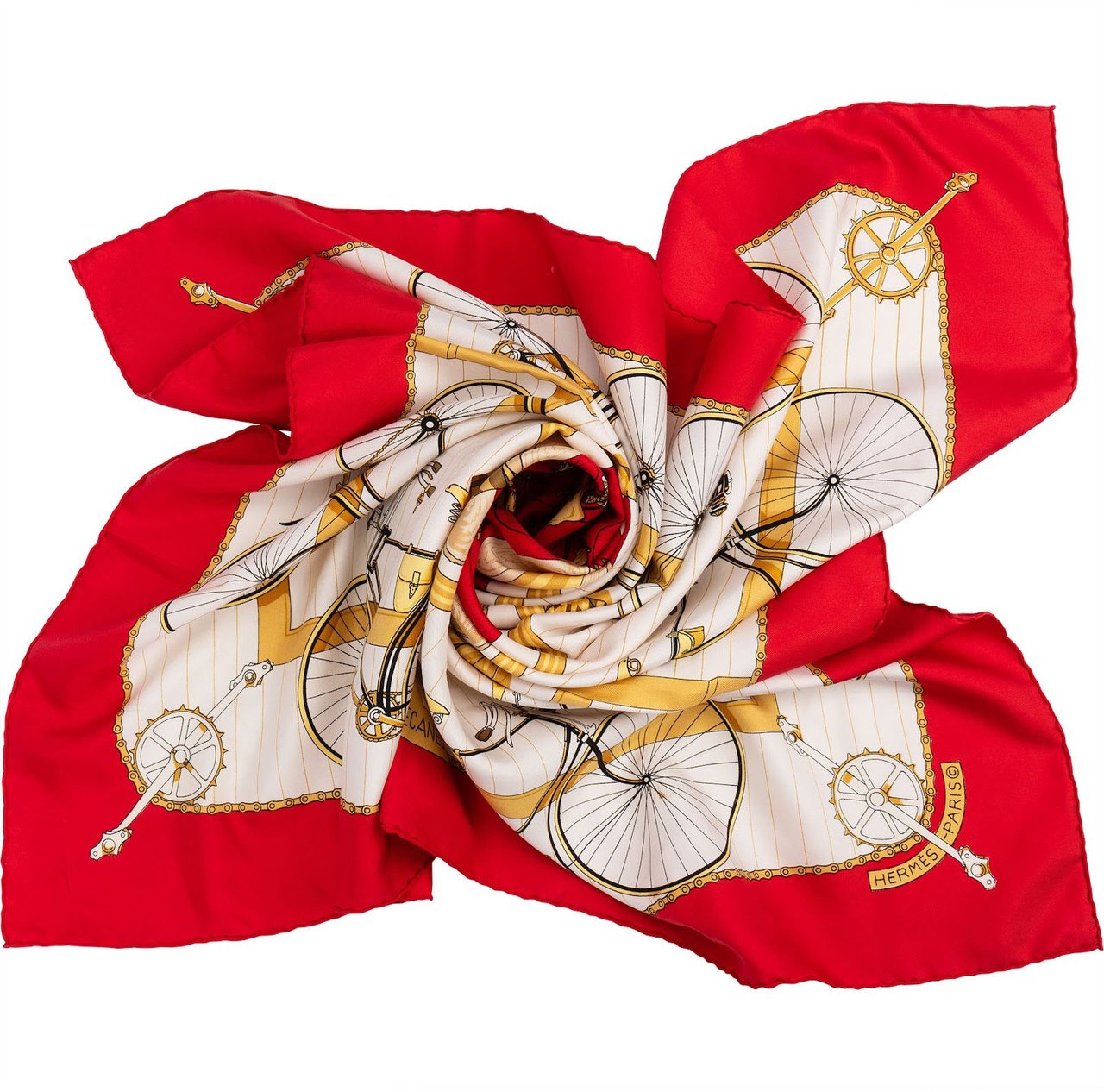 Hermès Les Becanes Silk Carre 90 Scarf Tuch Rood